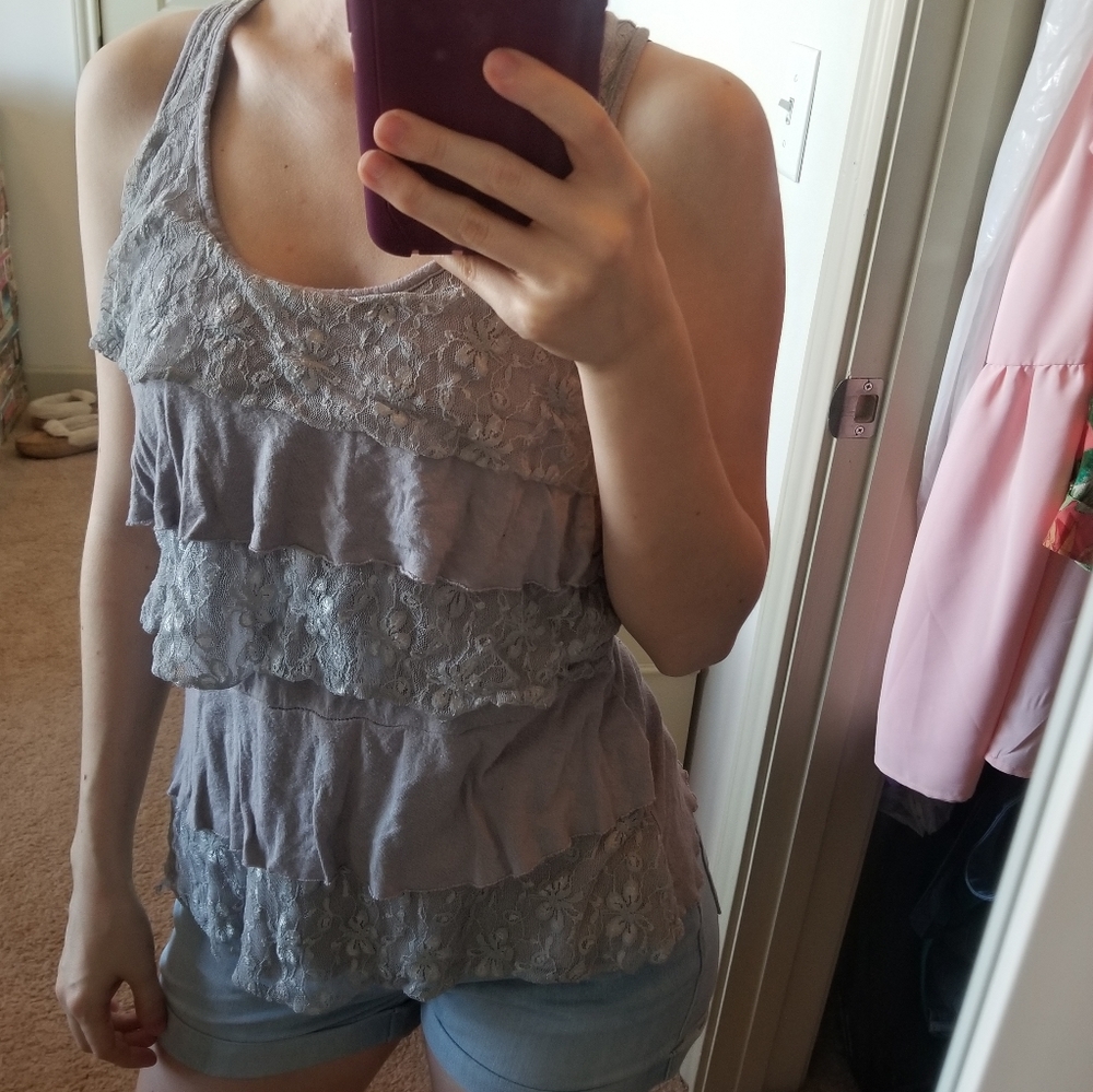 Grey Charlotte Russe Layered Tank